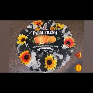 Beautiful home-made fall wreath!